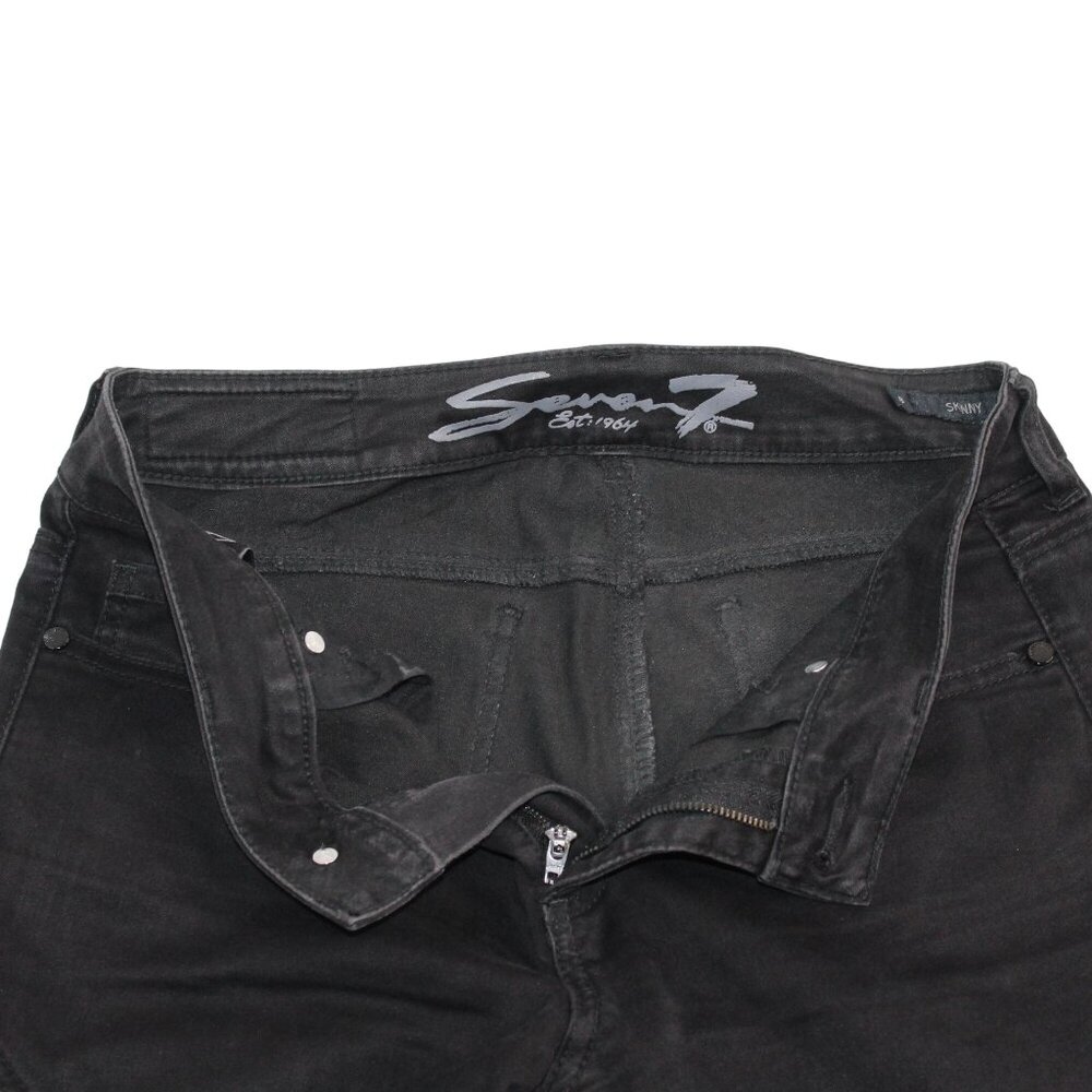 Seven7 Womens Sz 8 Jeans Black Tummyless High-Rise Skinny Leg Stretch Denim - Picture 10 of 13